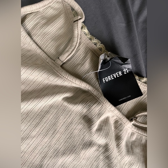 Beige Ribbed Tank Top - Picture 2 of 3